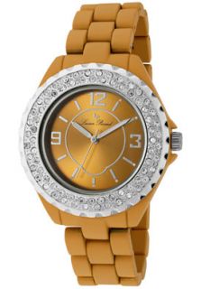 Lucien Piccard 280307 TN  Watches,Womens White Crystal Tan Dial Tan Polycarbonate, Luxury Lucien Piccard Quartz Watches