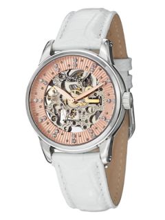 Womens Rose Gold Vogue Audrey Skeleton Watch by Stuhrling Original