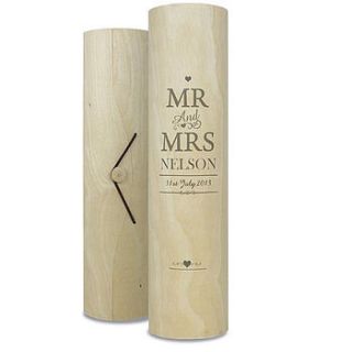 personalsied wooden wine gift cylinder by thelittleboysroom