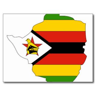 Zimbabwe flag map post card