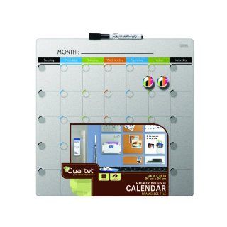 Quartet Magnetic Dry Erase Calendar Tile, 14 x 14 Inches, 1 Month Design, Frameless, Silver (48114 SL)  Pencil Holders 