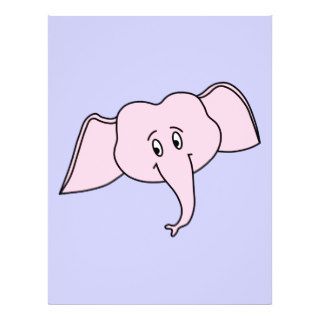 Pink Elephant Face. Cartoon Flyer