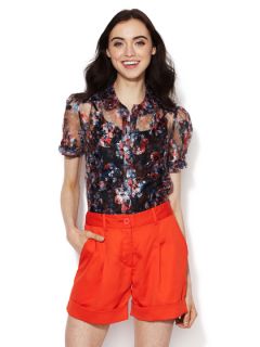 Anicka Sheer Floral Puff Sleeve Top by Miha