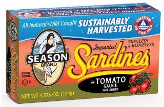 Seasons Club Tomato Skinless and Boneless Sardines sauce, 4.375 Ounce    12 per case.  Sardines Seafood  Grocery & Gourmet Food