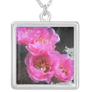 Pink Cactus Flower Design Necklace