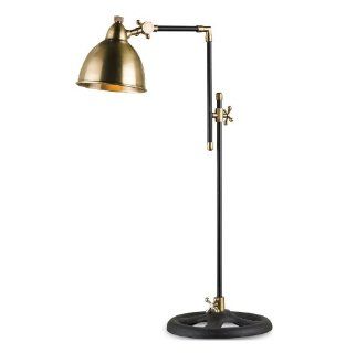 Torrence Antique Brass Black Adjustable Desk Lamp  