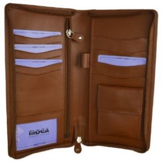 Genuine Leather Zip Around Travel Passport Holder Wallet #90663 Clothing