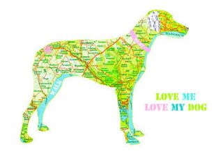 personalised weimaraner map dog print by sundaebest