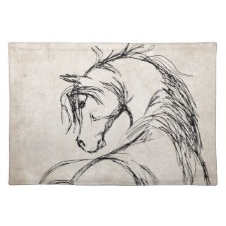 Artsy Horse Head Sketch Place Mat