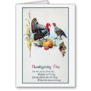 Vintage 1900s Thanksgiving, turkeys, poem Greeting Cards