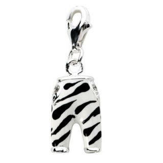 Amore La Vita™ Cubic Zirconia Enameled Zebra Pants Charm in Sterling