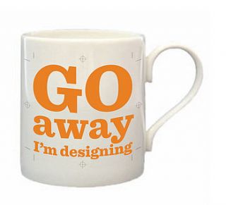 'go away…' bone china mug by the literary gift company