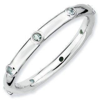 Sterling Silver Stackable Expressions Aquamarine Ring (Sizes 5 10) Stackable Expressions Jewelry