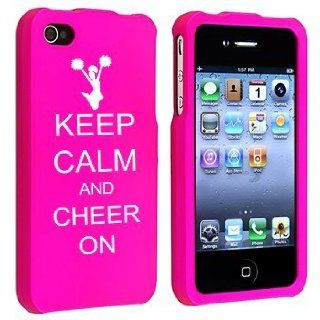 Apple iPhone 4 4S Rubber Hard Case Snap on 2 piece Keep Calm and Cheer On Hot Pink Cell Phones & Accessories