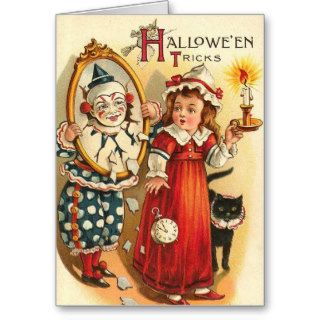 Clown in Mirror Halloween Tricks Cards