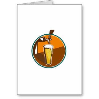 Beer Pint Glass Tap Retro Greeting Cards