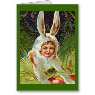Vintage Easter Girl in Bunny Costume Card