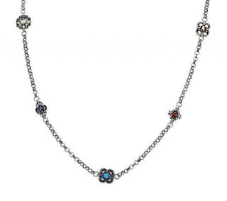 Carolyn Pollack Sterling Multi Gemstone Station Charm 28 Necklace —