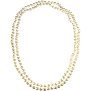 Alexa Starr Endless 54 Inch White Hand Knotted Glass Pearl Necklace