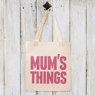 'mum's things' cotton tote bag by rosie may creative