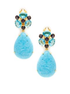 Blue Quartz & Turquoise Teardrop Earrings  by Bounkit