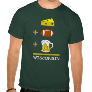 Cheese plus Football plus Beer equals Wisconsin T Shirts