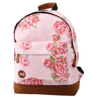 Mi Pac Floral Pink Rose Print Backpack      Womens Accessories