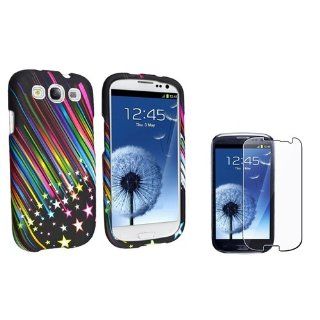 eForCity Rainbow Star Rubber Coated Case with FREE Reusable Screen Protector compatible with Samsung? Galaxy S III / S3 Cell Phones & Accessories