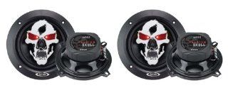 4) NEW BOSS SK652 6.5" 600W 2 Way Full Range Skull Car Audio Speakers 2 PAIR  Component Vehicle Speaker Systems 
