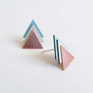 copper mint triangle earrings by lovely pigeon