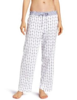 Nautica Sleepwear Women's Mini Anchor Print Knit Ankle Pant, Bright White, X Large