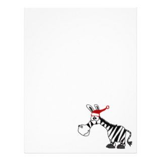 Funny Zebra in Santa Hat Christmas Cartoon Letterhead Template