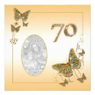 70th seventieth birthday elegant butterflies custom invitation