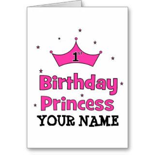 1st Birthday Princess  with pink crown Greeting Cards