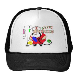 HAPPY HOLIDAYS SANTA NURSE TRUCKER HAT