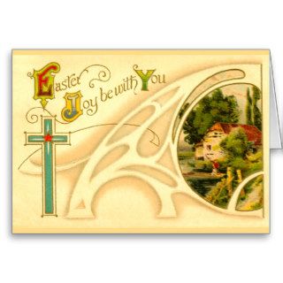 Religious Easter with Cross & Vignette Greeting Cards