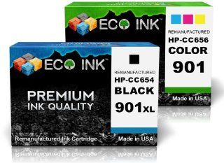 ECO INK  Compatible / Remanufactured for HP 901XL & HP 901 Color CC654AN CC656AN(1 Black & 1 Color) Ink Cartridges for Officejet 4500, J4535, J4580, J4660, 4500 Wireless, J4540, J4585, J4680, J4524, J4550, J4624, J4680c, J4525
