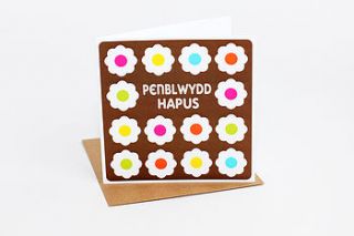 welsh happy birthday flowers card by allihopa