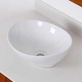 ELITE Bathroom White Egg Style Porcelain Ceramic Vessel Sink Basin & Chrome Pop Up Drain    