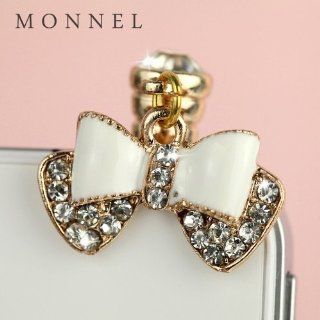 Ip648 Cute White BOW Dust Proof Phone Plug Cover Charm for Iphone 4 4s Cell Phones & Accessories
