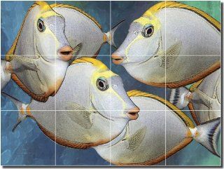 Blonde Naso Tang by Melinda Bradshaw   Fish Undersea Ceramic Tile Mural 18" x 24" Kitchen Shower Backsplash    