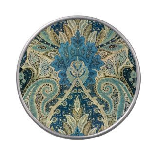 Beautiful Aqua Paisley Floral Pattern Jelly Belly Tins