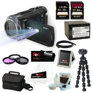 Sony HDR PJ650V HDRPJ650V Handycam 32GB Full High Definition Camcorder with Projector + Sony 32GB and 64GB SDHC Cards + 46mm Professional Glass Filter Kit + Replacement NP FV100 Battery and Accessory Kit  Wireless Camcorder  Camera & Photo