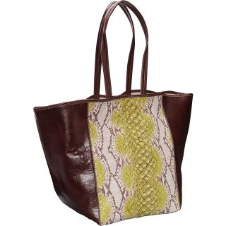 Clava Page Python Print and Leather Tote