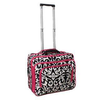 World Traveler Damask with Pink Rolling Laptop Friendly Business Case World Traveler Rolling Laptop Cases