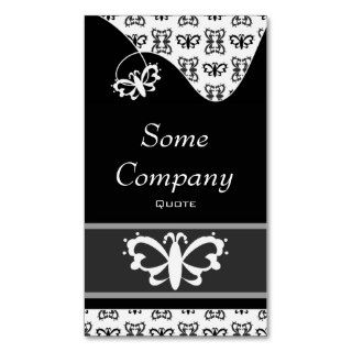 Majestic Butterfly Damask (Black And White) Business Card Template