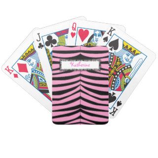 Pink and Black Zebra Print Animal Playing Cards