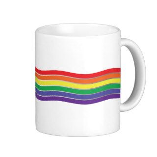 Gay Rainbow Chevron Waves Pattern Mugs