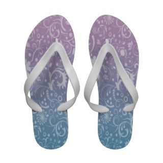 Girly Swirly Purple and Powder Blue Floral Flip Flops