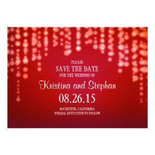 string lights red SAVE THE DATE cards